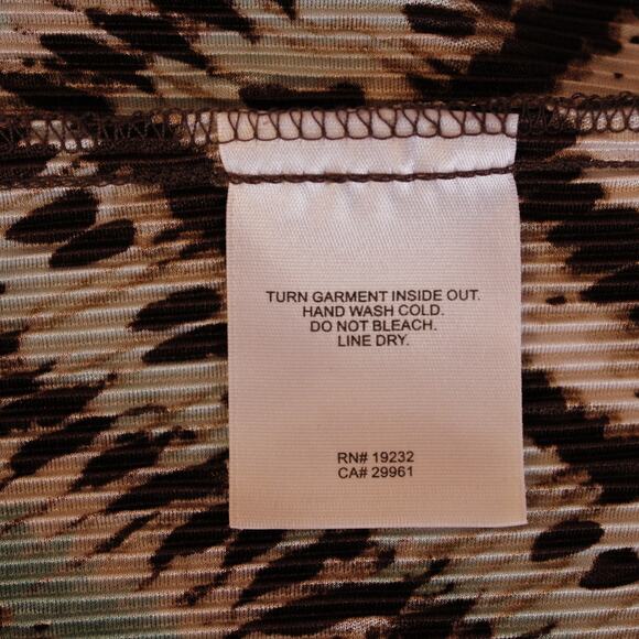 VTG Alfred Dunner Lightweight Ruffle Edge SS Top Green & Brown Glittery sz M - Picture 8 of 9